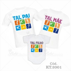 Kit Família com 3 peças Tal Pai, Tal Mãe, Tal Filho Esportes 