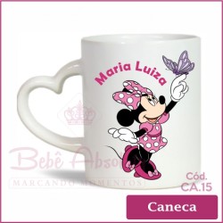 Caneca Porcelana com Alça Coração Minnie