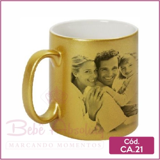 Caneca Porcelana Dourada