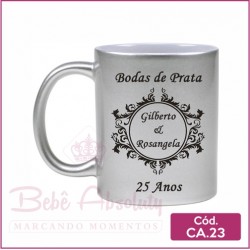 Caneca Porcelana Prata