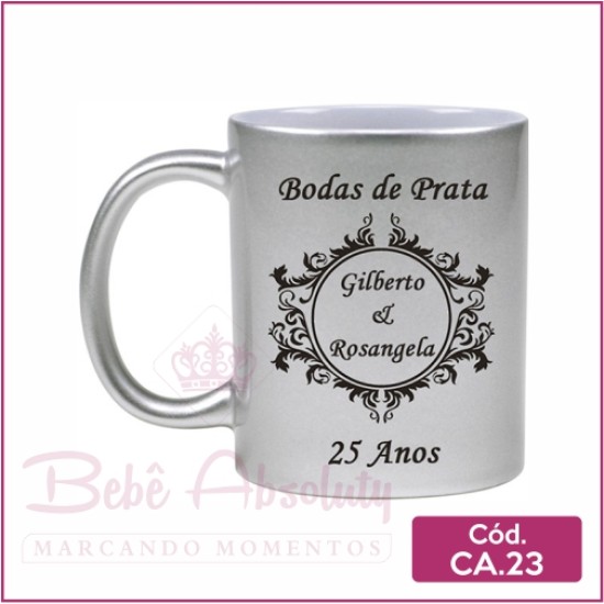 Caneca Porcelana Prata